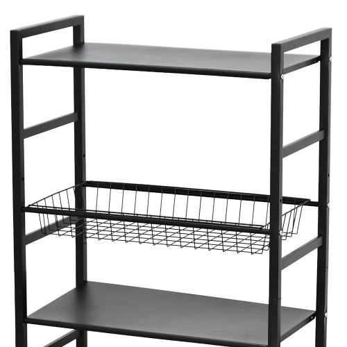 وحدة رفوف متحركة معدنية 4 أدوار أسود