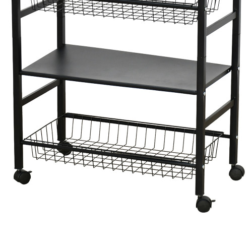 وحدة رفوف متحركة معدنية 4 أدوار أسود
