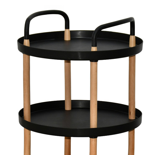 عربة تقديم متحركة 3 أدوار أسود