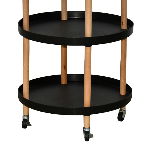 عربة تقديم متحركة 3 أدوار أسود