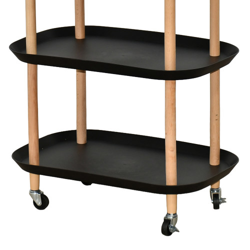 عربة تقديم متحركة 3 أدوار أسود