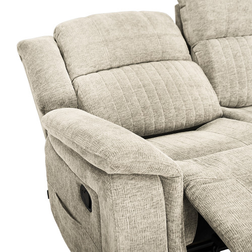 كنبة استرخاء قماش 3 مقاعد قابلة للإمالة بيج كنبة استرخاء قماش 3 مقاعد قابلة للإمالة بيج