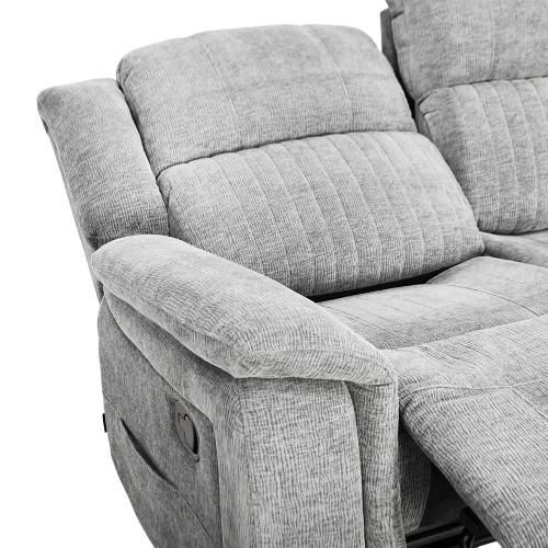 كنبة استرخاء قماش 3 مقاعد قابلة للإمالة رمادي كنبة استرخاء قماش 3 مقاعد قابلة للإمالة رمادي