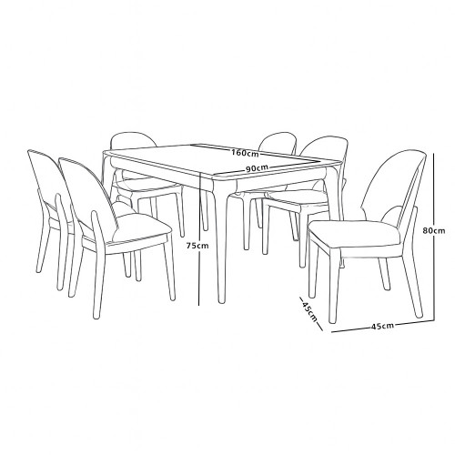 طاولة طعام خشب مع سطح سيراميك 6 كراسي طاولة طعام خشب مع سطح سيراميك 6 كراسي