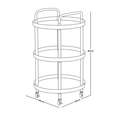 عربة تقديم متحركة 3 أدوار أسود