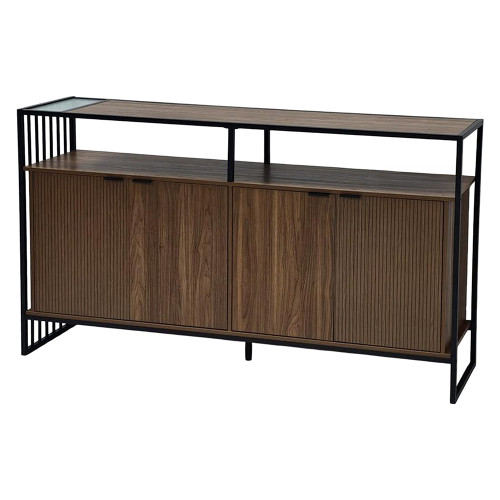 دولاب بوفيه عصري خشب بإطار معدني بني