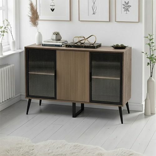 دولاب بوفيه عصري خشب بأبواب أكريلك 120 سم