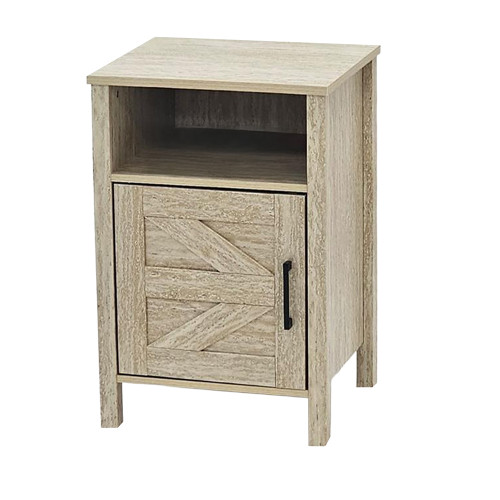 طاولة سرير جانبية خشبية بيج 40 سم