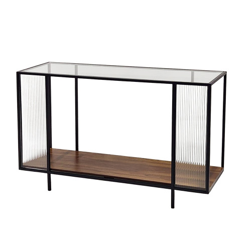 مدخل استقبال عصري خشب مع سطح زجاجي