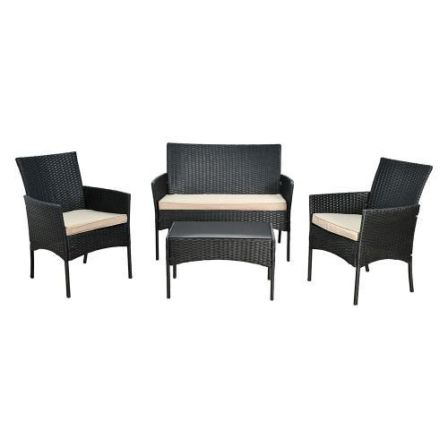 جلسة خارجية 4 مقاعد و طاولة بسطح زجاجي جلسة خارجية 4 مقاعد و طاولة بسطح زجاجي