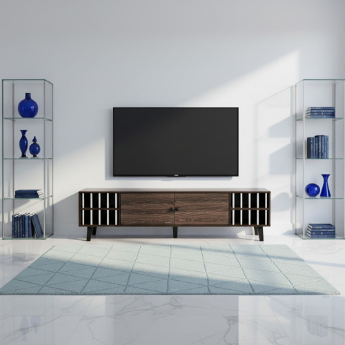 وحدة تلفاز عصرية خشب بني 180 سم