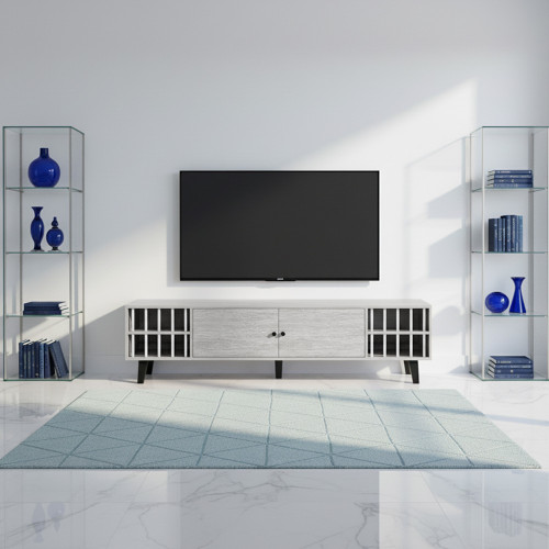 وحدة تلفاز عصرية خشب رمادي 180 سم