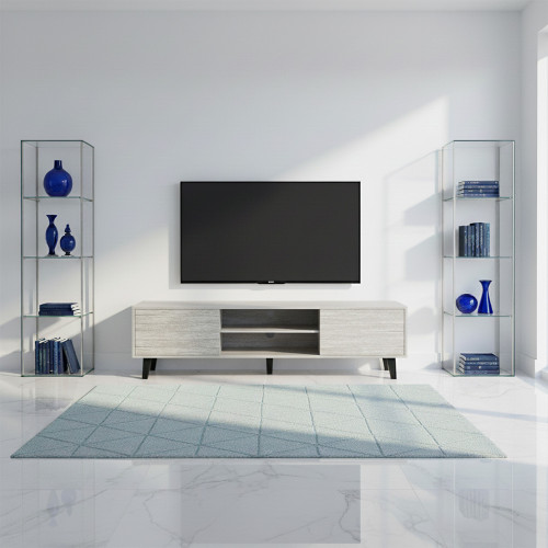 وحدة تلفاز عصرية خشب رمادي 160 سم