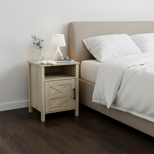 طاولة سرير جانبية خشبية بيج 40 سم