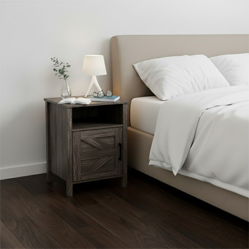 طاولة سرير جانبية خشبية بني 40 سم