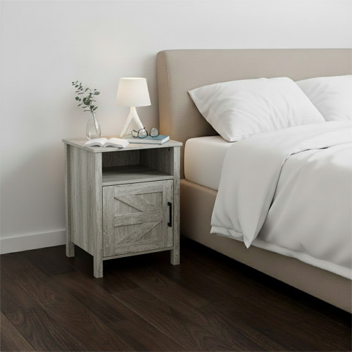 طاولة جانبية خشبية رمادي 40 سم