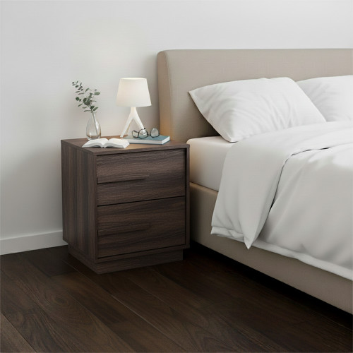 طولة سرير جانبية خشبية بني غامق 40 سم