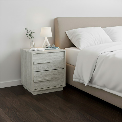 طولة سرير جانبية خشبية رمادي 40 سم