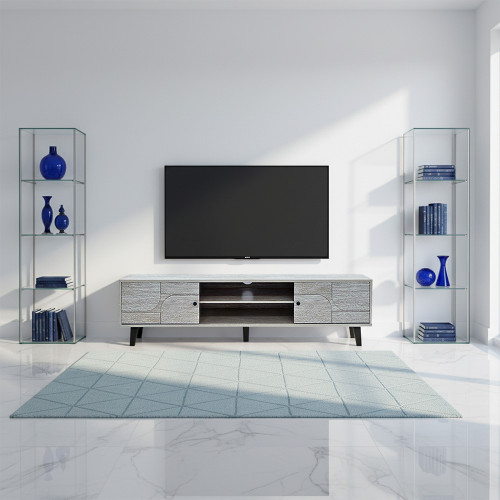 وحدة تلفاز عصرية خشب رمادي 160 سم