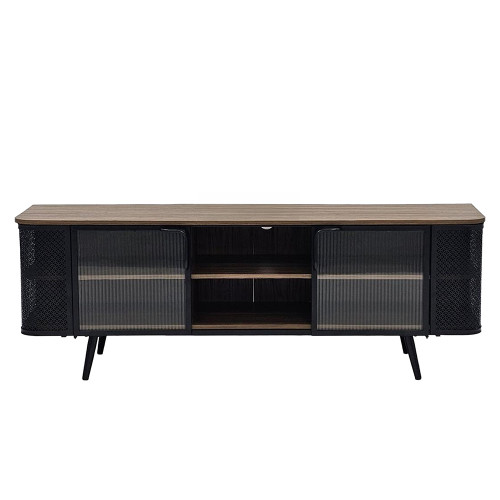 وحدة تلفاز مودرن خشب بأبواب زجاجية 160 سم 