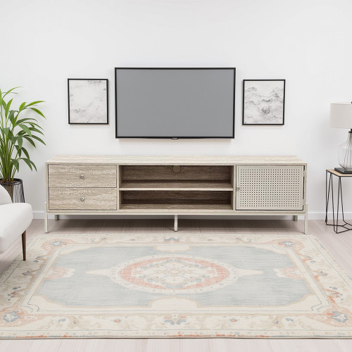 وحدة تلفاز عصرية خشب بيج 180 سم