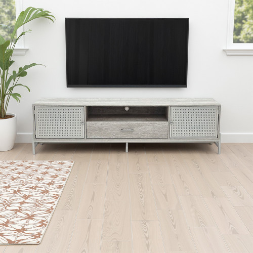 وحدة تلفاز عصرية خشب رمادي 180 سم