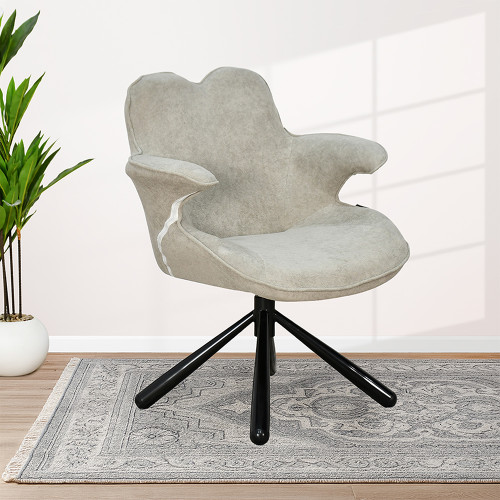 كرسي دوار عصري مع قماش قابل للأزالة بيج