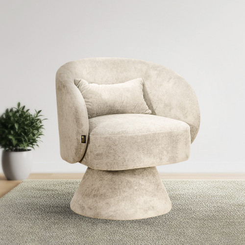 كرسي مفرد دوار فاخر قماشي بيج كرسي مفرد دوار فاخر قماشي بيج