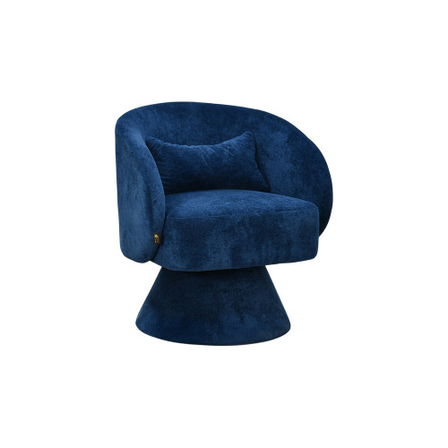 كرسي مفرد دوار فاخر قماشي أزرق  كرسي مفرد دوار فاخر قماشي أزرق