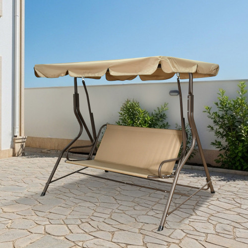 كنبة أرجوحة استرخاء قماش مع مظلة بيج كنبة أرجوحة استرخاء قماش مع مظلة بيج