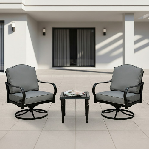 جلسة خارجية 2 مقعد دوار عصري مع طاولة جلسة خارجية 2 مقعد دوار عصري مع طاولة