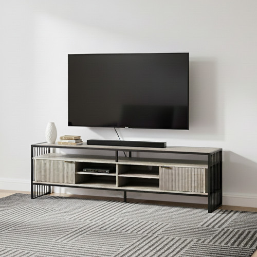 وحدة تلفاز خشب عصرية بيج 180 سم