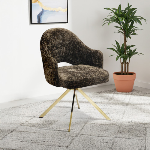 كرسي مفرد عصري  قماش بأرجل معدنية بني