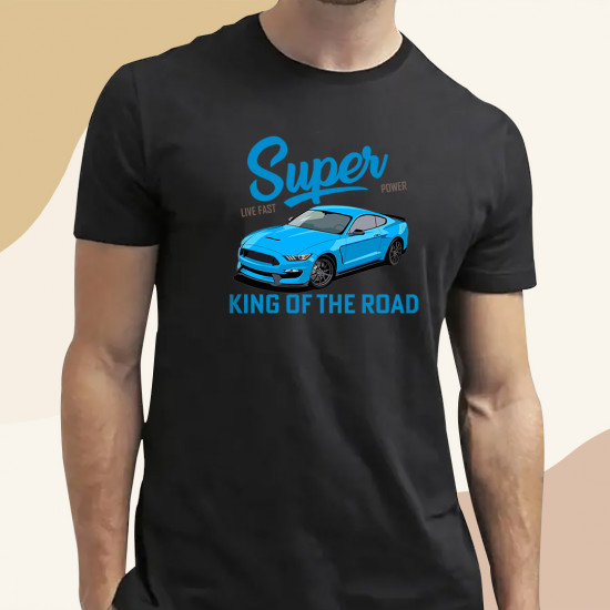 تيشيرت سيارة  موستنج  ازرق  