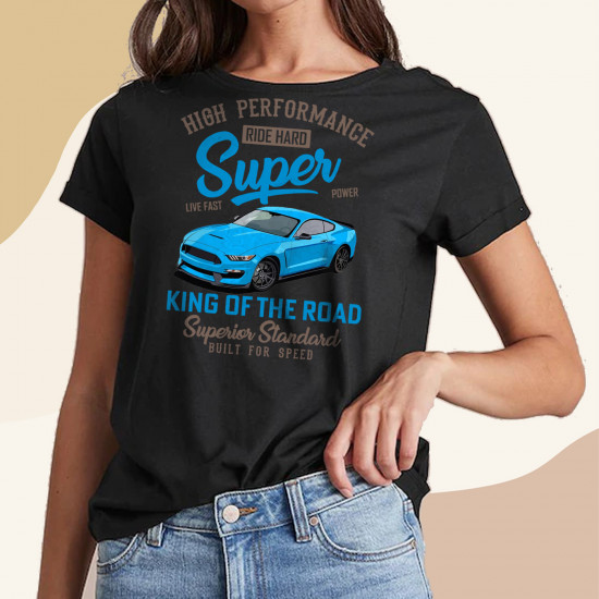 تيشيرت سيارة  موستنج  ازرق  2