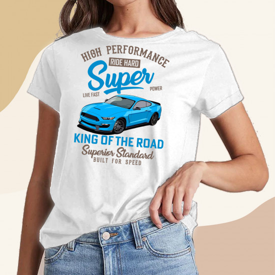 تيشيرت سيارة  موستنج  ازرق  2