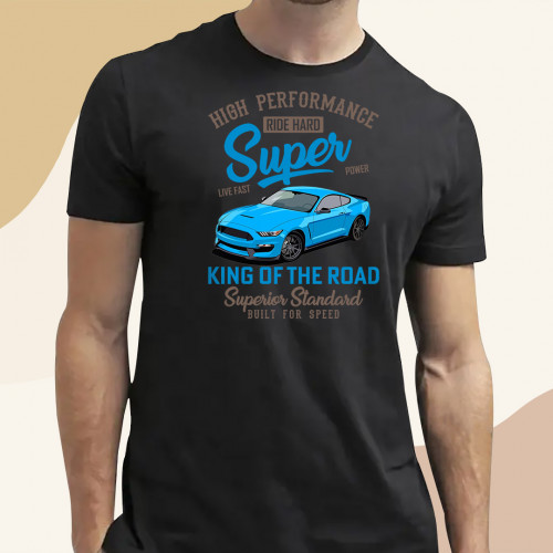 تيشيرت سيارة  موستنج  ازرق  2