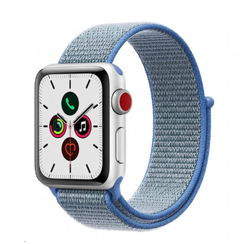 سوار بديل بحلقة من النايلون لساعات أبل رمادي/أزرق 42-44 مم سوار بديل بحلقة من النايلون لساعات أبل رمادي/أزرق 42-44 مم