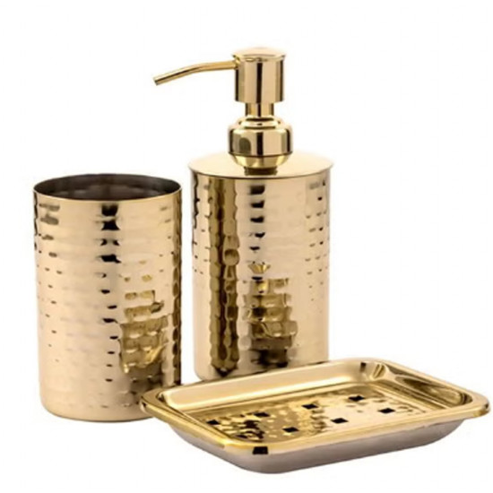 طقم ملحقات حمّام 3 قطع من ريم ذهبي طقم ملحقات حمّام 3 قطع من ريم ذهبي