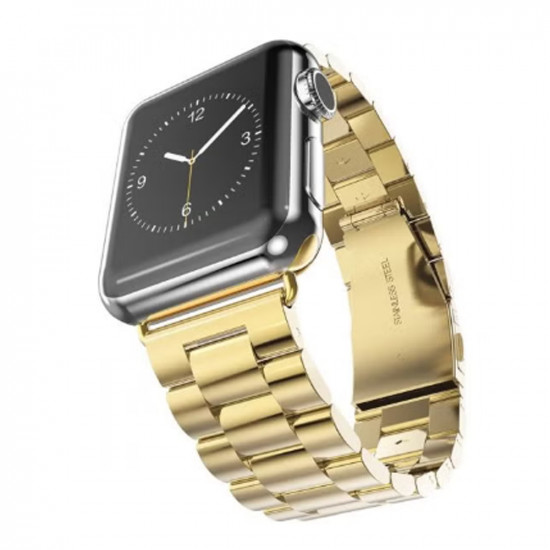 سوار بديل مصنوع من الستانلس ستيل لساعات أبل قياس 42 -44 مم ذهبي