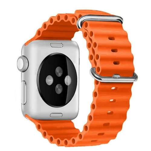 سوار من السيليكون الناعم الشكل الجديد لساعة أبل مقاس 45 مم/ 44 مم/ 42 مم متوافق مع ساعات أبل آي ووتش برتقالي  سوار من السيليكون الناعم الشكل الجديد لساعة أبل مقاس 45 مم/ 44 مم/ 42 مم متوافق مع ساعات أبل آي ووتش برتقالي
