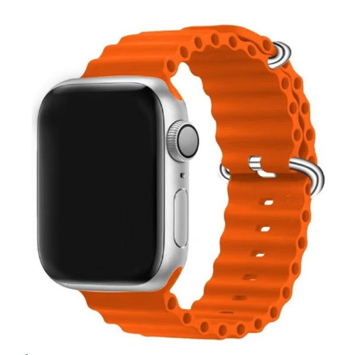 سوار من السيليكون الناعم الشكل الجديد لساعة أبل مقاس 45 مم/ 44 مم/ 42 مم متوافق مع ساعات أبل آي ووتش برتقالي  سوار من السيليكون الناعم الشكل الجديد لساعة أبل مقاس 45 مم/ 44 مم/ 42 مم متوافق مع ساعات أبل آي ووتش برتقالي
