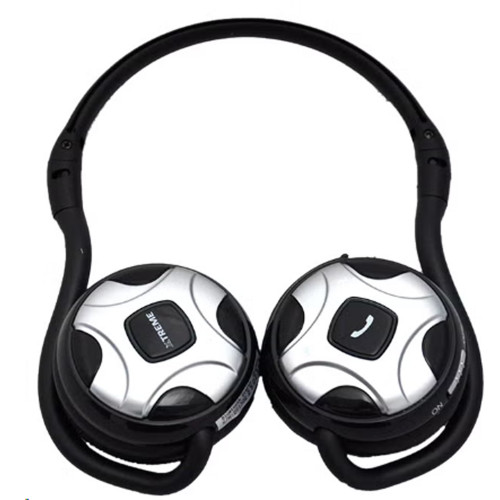 سماعة رأس فوق الأذن لاسلكية بصوت ستيريو تعمل بالبلوتوث مع ميكروفون أسود/فضي سماعة رأس فوق الأذن لاسلكية بصوت ستيريو تعمل بالبلوتوث مع ميكروفون أسود/فضي