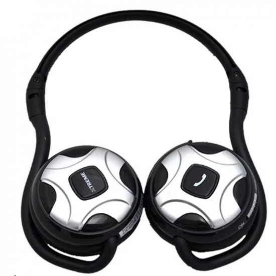 سماعة رأس فوق الأذن لاسلكية بصوت ستيريو تعمل بالبلوتوث مع ميكروفون أسود/فضي سماعة رأس فوق الأذن لاسلكية بصوت ستيريو تعمل بالبلوتوث مع ميكروفون أسود/فضي