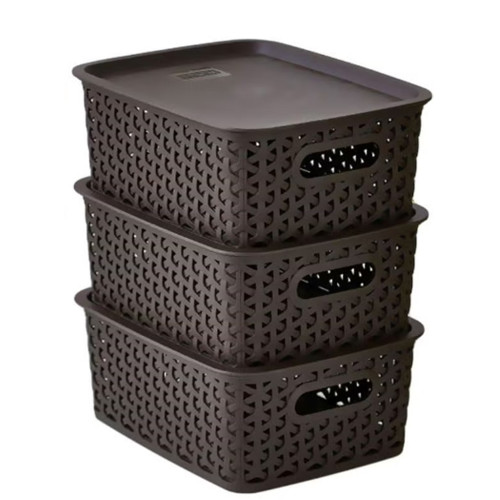 سلال مع أغطية من 3 صناديق بني 25x20x10سم سلال مع أغطية من 3 صناديق بني 25x20x10سم