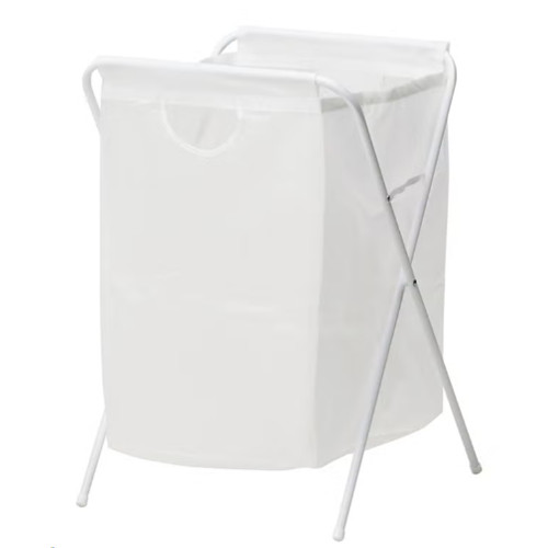 سلة غسيل مع حامل من الستانلس ستيل أبيض 41x43x64سم سلة غسيل مع حامل من الستانلس ستيل أبيض 41x43x64سم