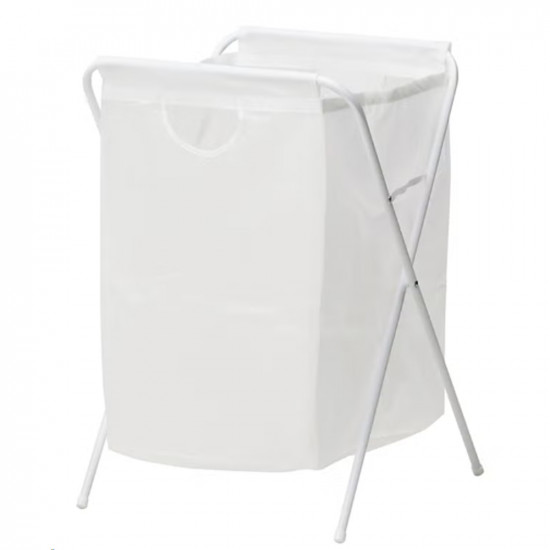 سلة غسيل مع حامل من الستانلس ستيل أبيض 41x43x64سم سلة غسيل مع حامل من الستانلس ستيل أبيض 41x43x64سم