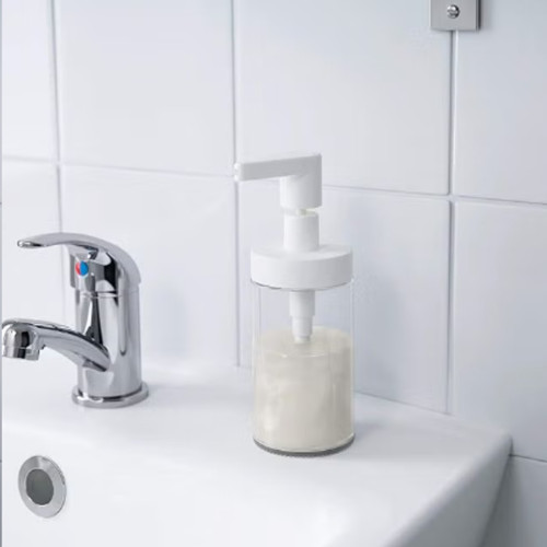 موزع الصابون السائل شفاف/ أبيض 10سم موزع الصابون السائل شفاف/ أبيض 10سم