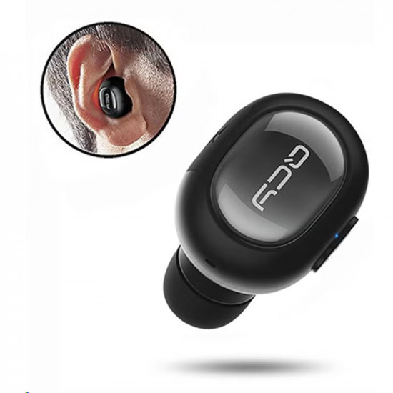 سماعة أذن داخلية لاسلكية صغيرة تعمل بالبلوتوث أسود