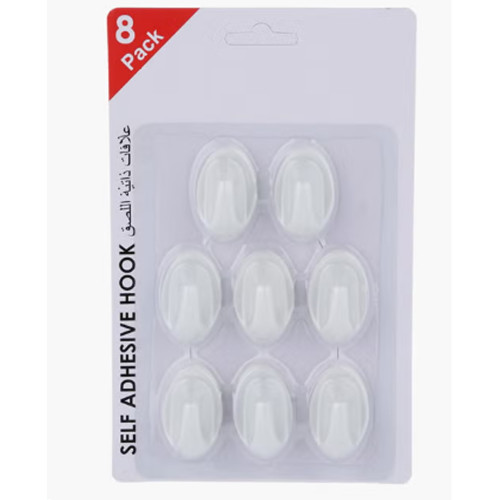 خطاف ذاتي اللصق - طقم من 8 قطع أبيض خطاف ذاتي اللصق - طقم من 8 قطع أبيض